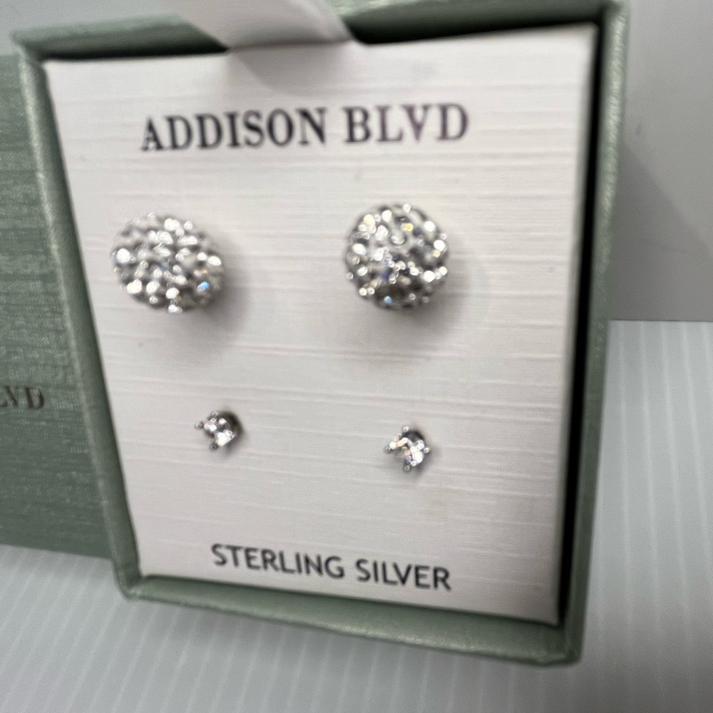 STERLING SILVER Set of Stud Earrings by Addison Blvd